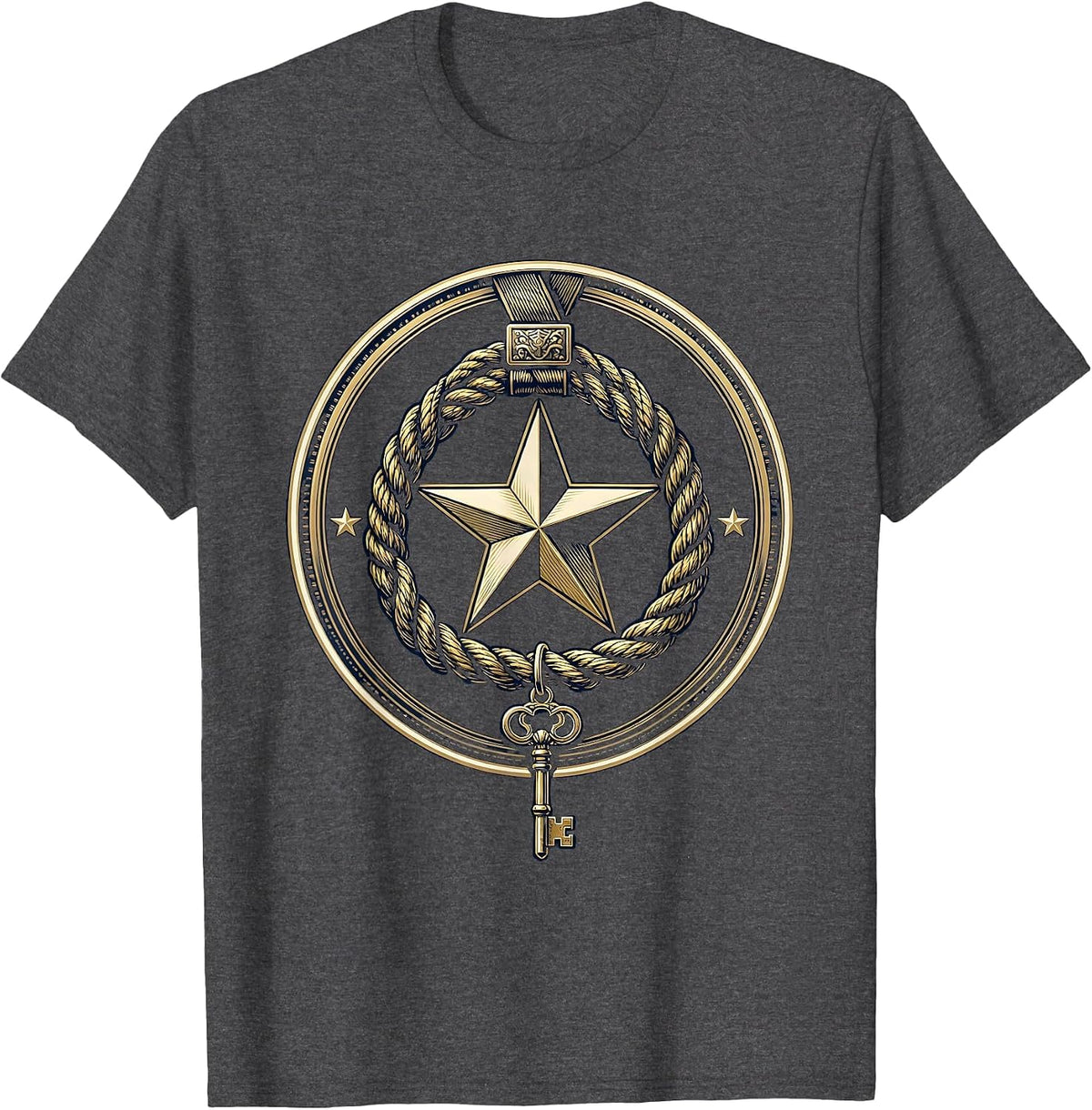 Men's Preschool Teacher Lanyard Keys and Star Graphic T-Shirt - Dark Heather Grey