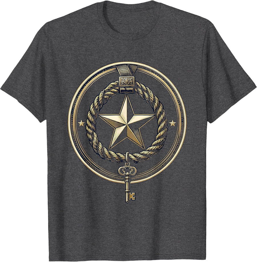 Men's Preschool Teacher Lanyard Keys and Star Graphic T-Shirt - Dark Heather Grey