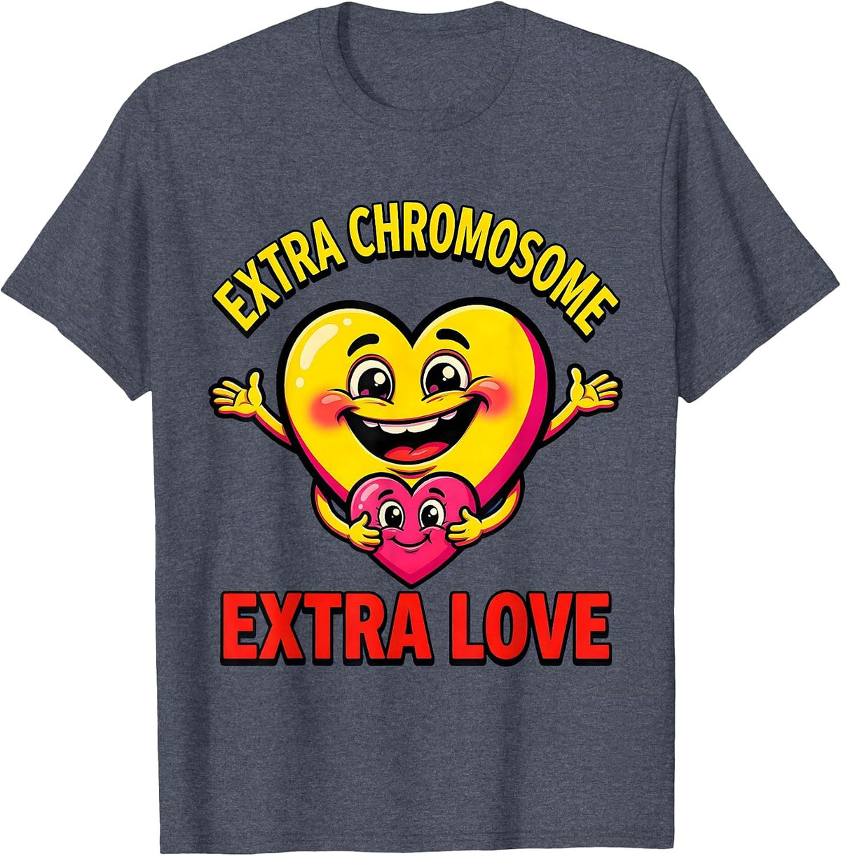 Extra Chromosome Extra Love Down Syndrome Awareness T-Shirt - Heather Blue