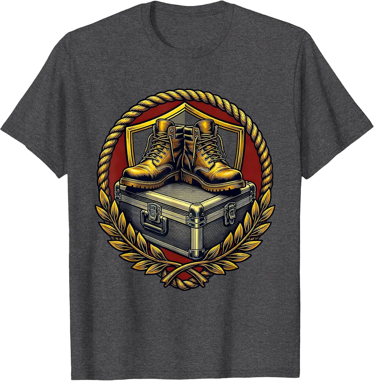 Men's Worn Work Boots and Toolbox Blue Collar Graphic T-Shirt - Dark Heather Grey