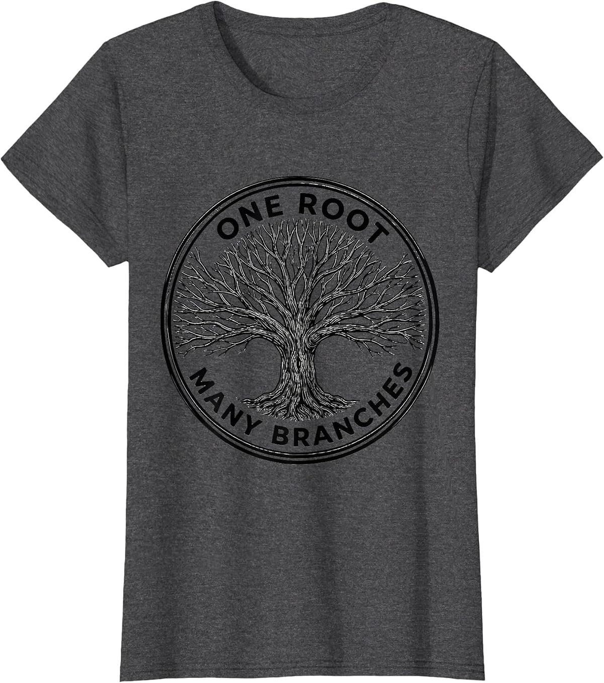 Women's One Root Many Branches Family Reunion Matching Group Pride T-Shirt - Dark Heather Grey