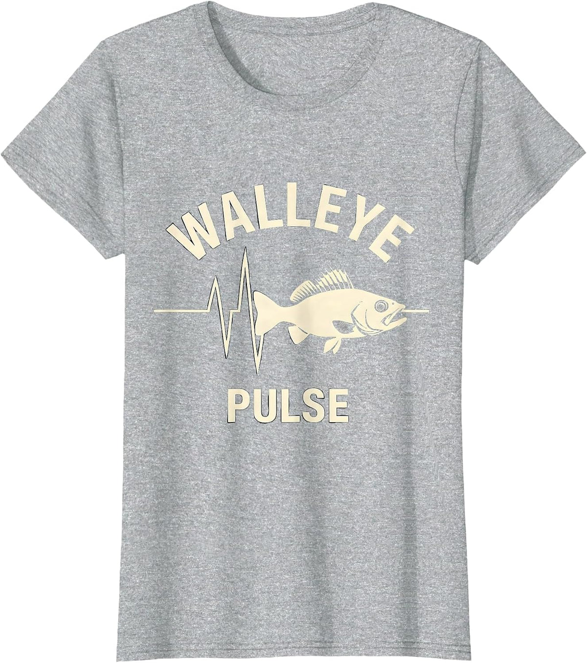 Walleye Pulse Silhouette Freshwater Fish Angler Humor T-Shirt - Heather Grey