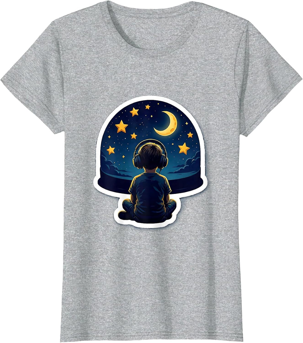 Special Education Starry Sky Headphones Child Design T-Shirt - Heather Grey