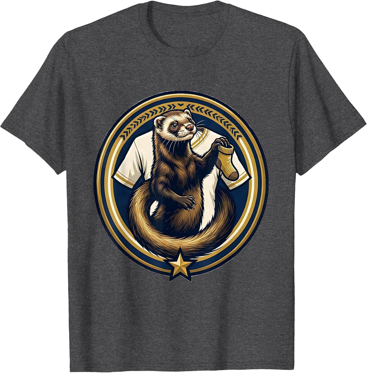 Ferret Mascot Badge Funny Ferret Lover Gifts T-Shirt - Dark Heather Grey