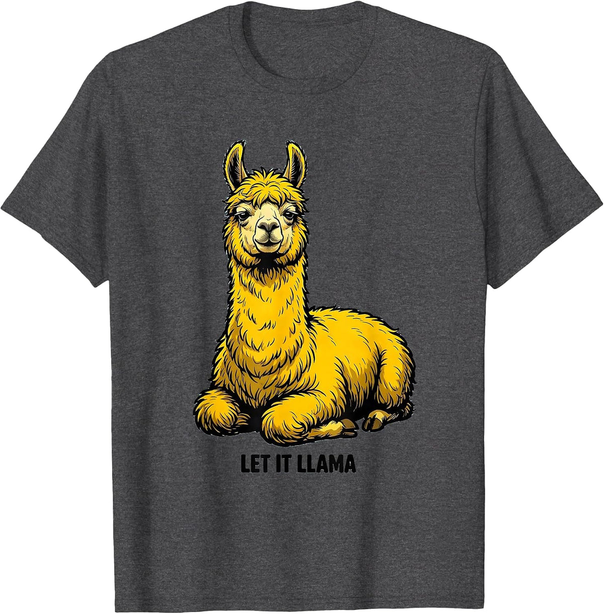 Men's Let It Llama Funny Llama Alpaca Novelty Humor Casual Wear T-Shirt - Dark Heather Grey