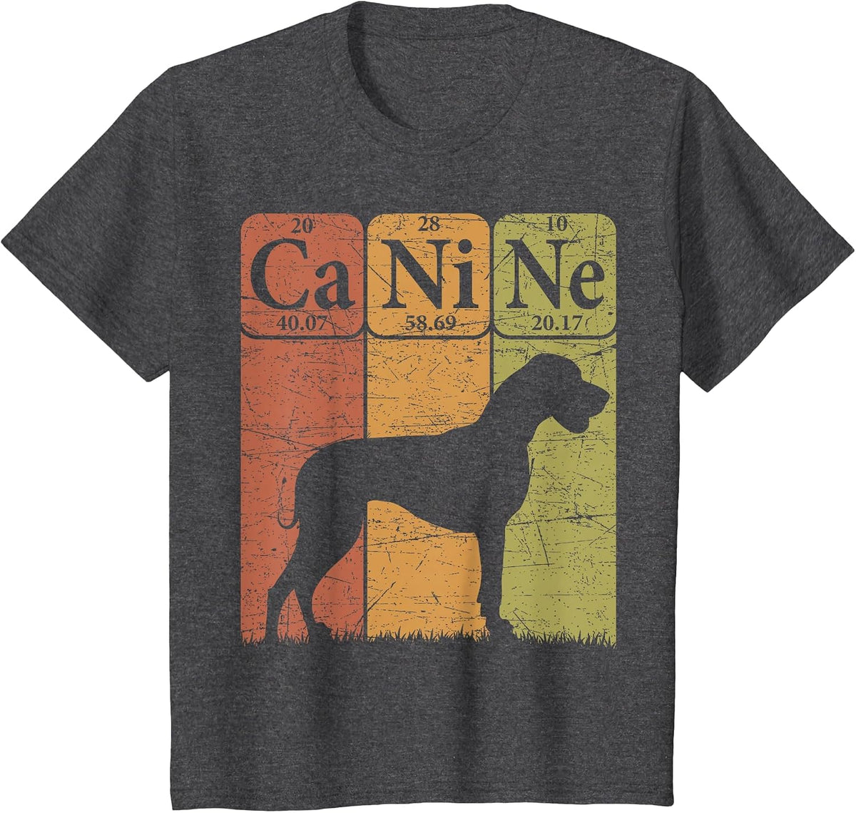 Great Dane Dog Periodic Table Elements Dog Canine T-Shirt - Dark Heather Grey