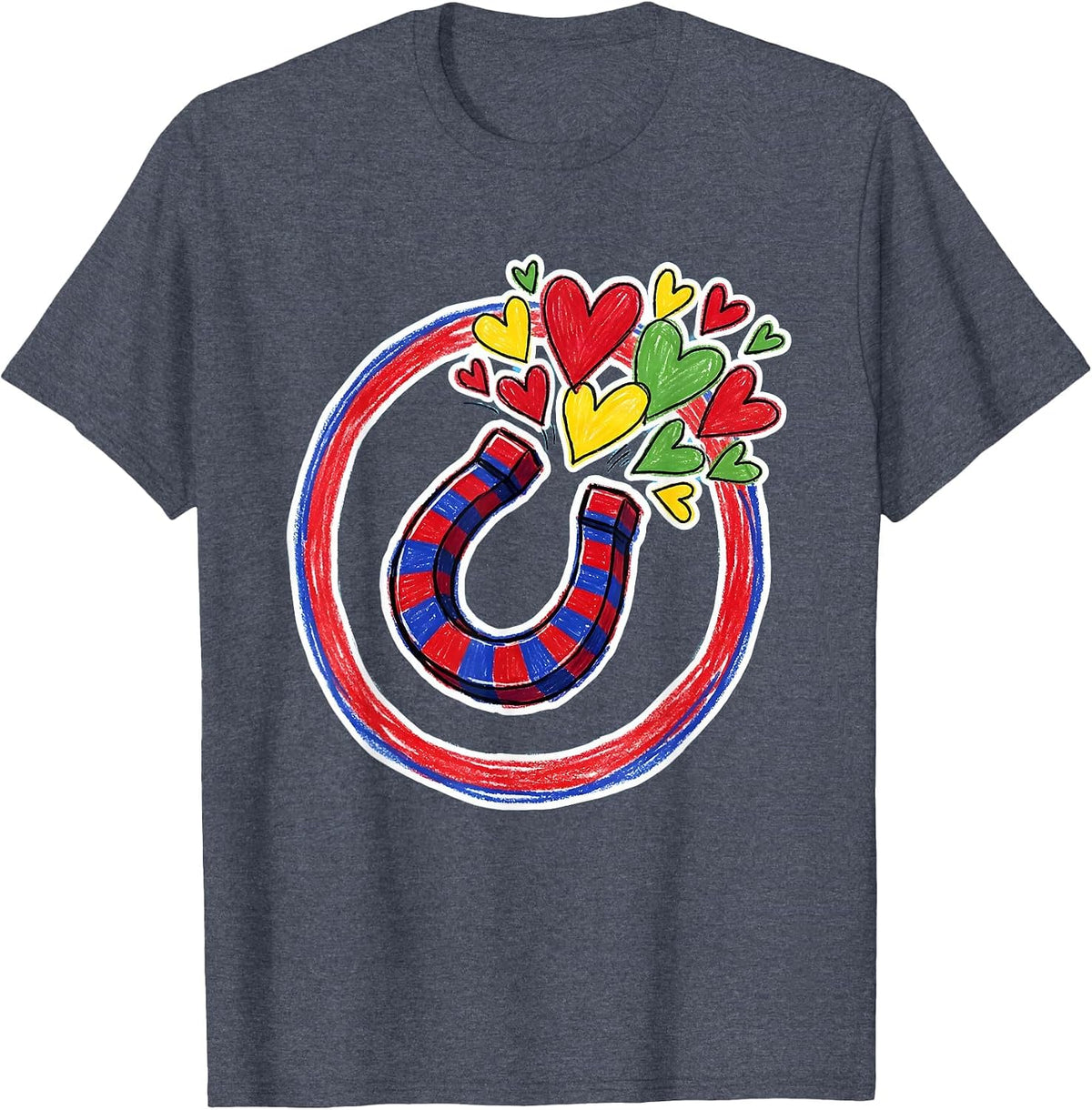 Rizz Em With The Tism Magnetic Hearts Tee T-Shirt - Heather Blue