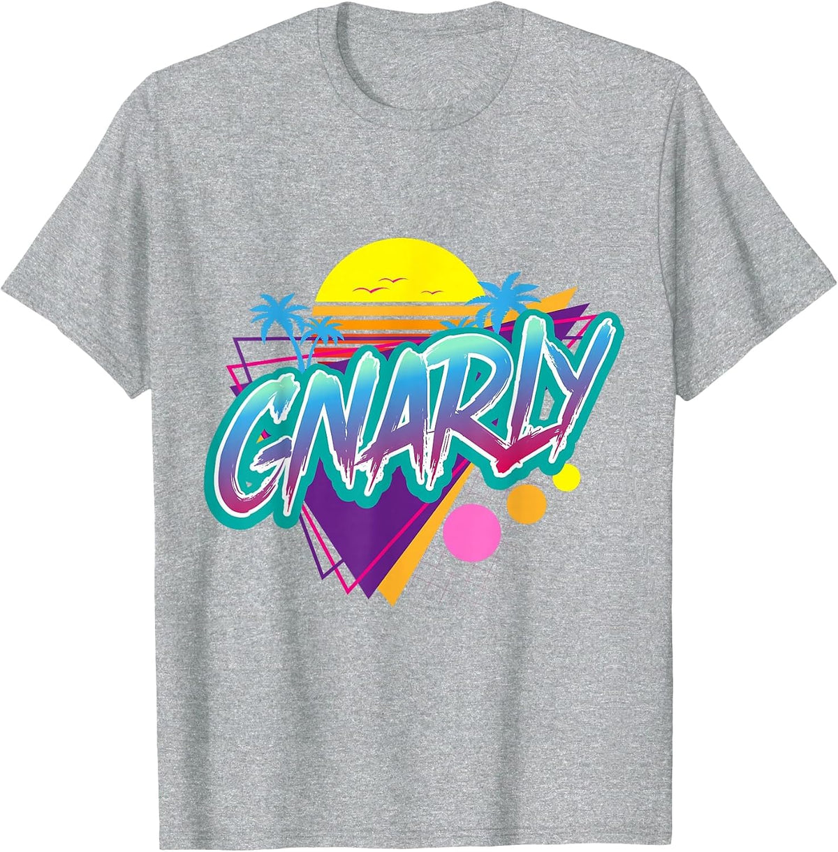 Gnarly Retro 1980s Nostalgic 80s - Retrowav T-Shirt - Heather Grey