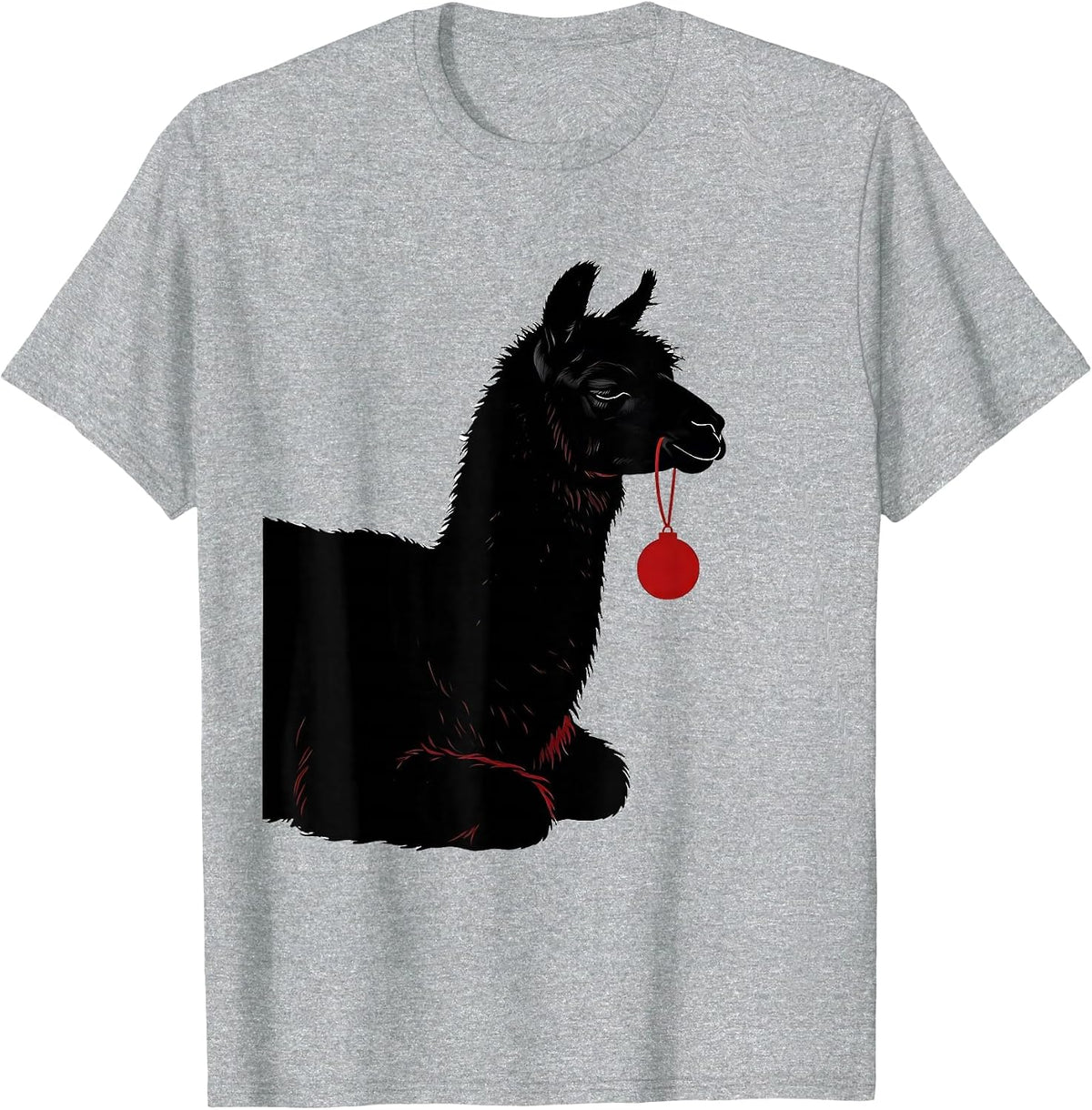 Men's Llama Silhouette Funny Christmas Animal Lover Humor T-Shirt - Heather Grey