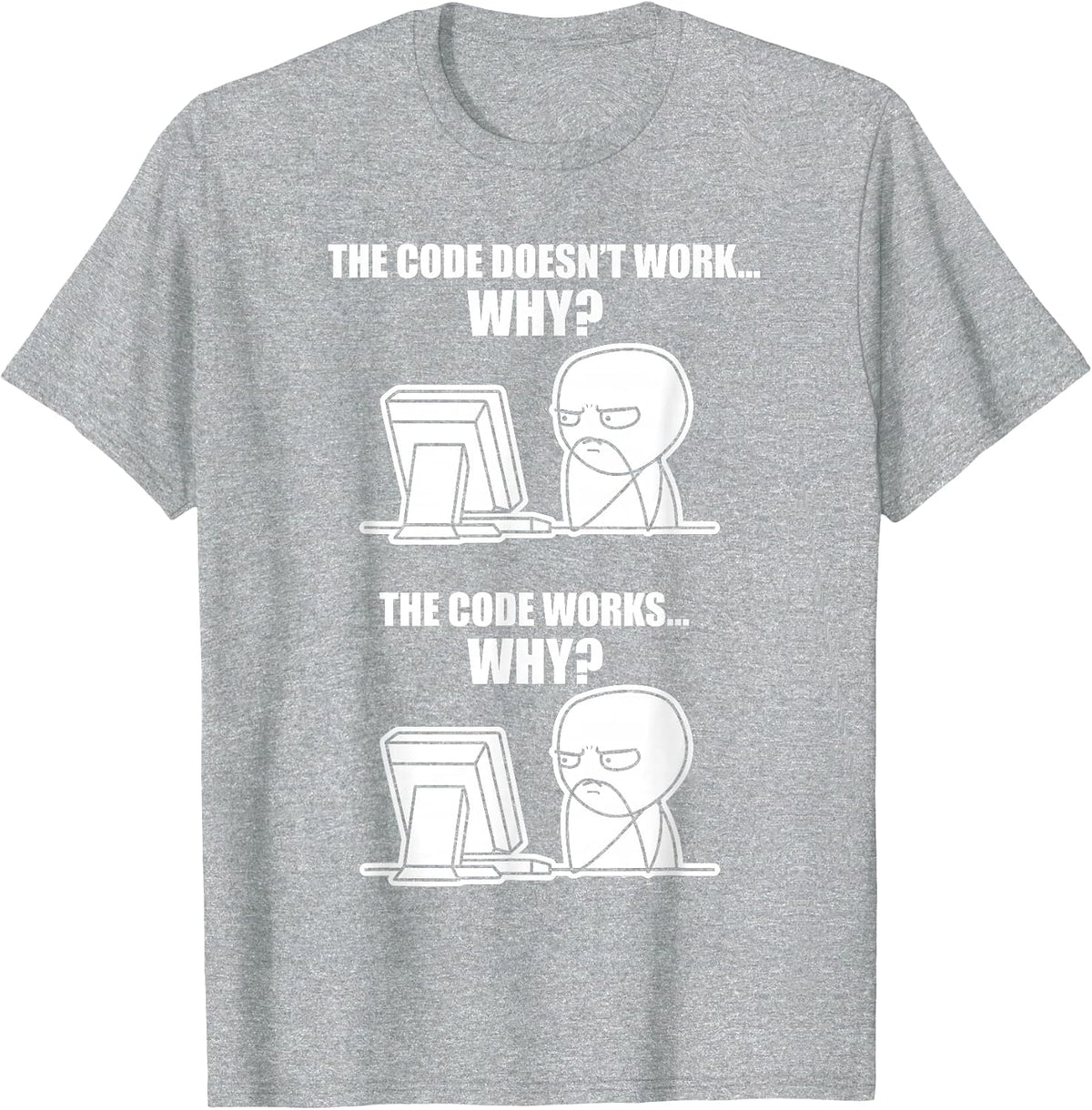Funny Programmer T-Shirt - Code Works Why Meme Tee T-Shirt - Heather Grey
