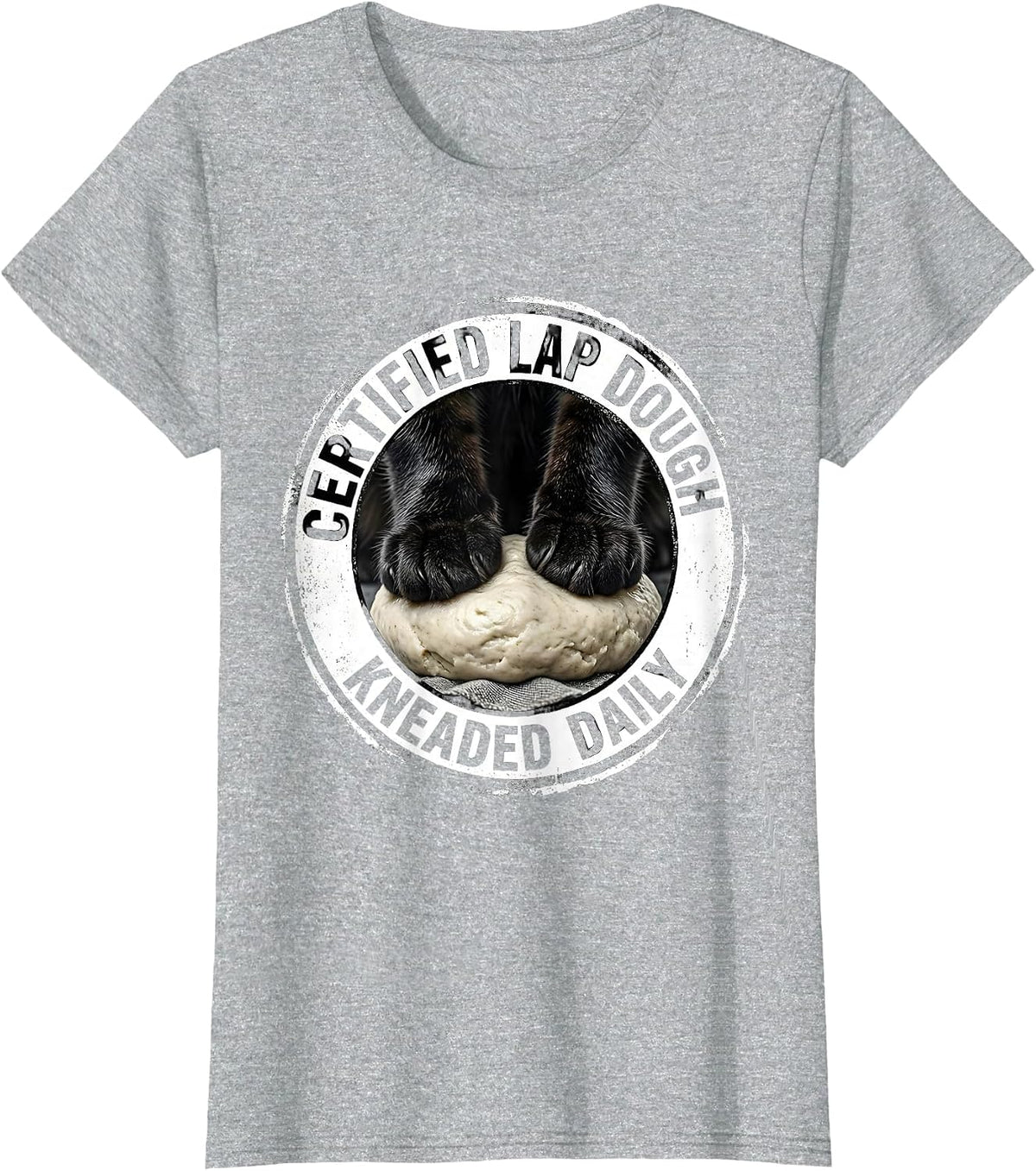 Certified Lap Dough Kneaded Daily Funny Cat Lover Humor T-Shirt - Heather Grey