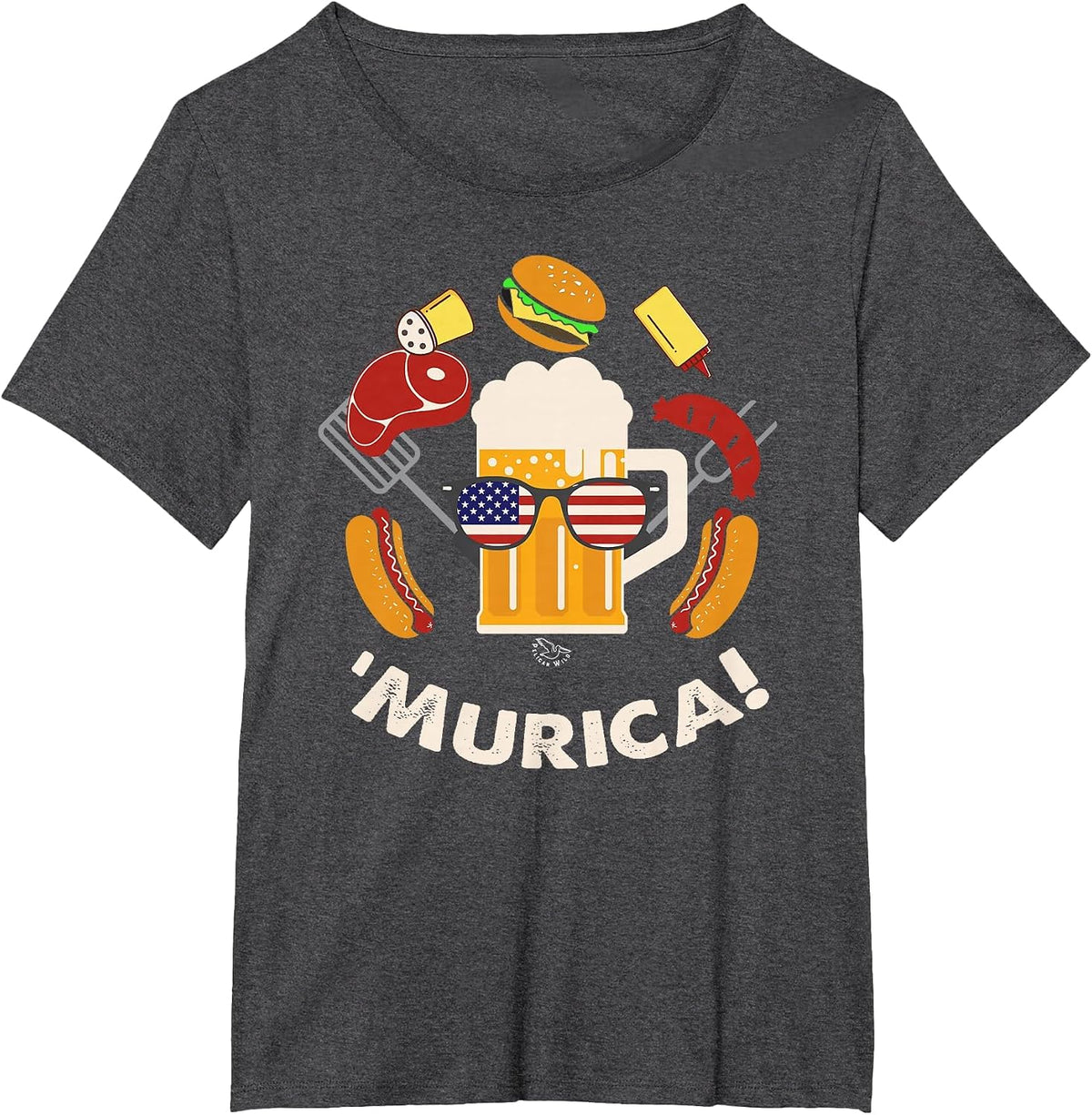 BBQ Beer Murica Shirt - 4th of July Funny Merica t-Shirt T-Shirt - Dark Heather Grey