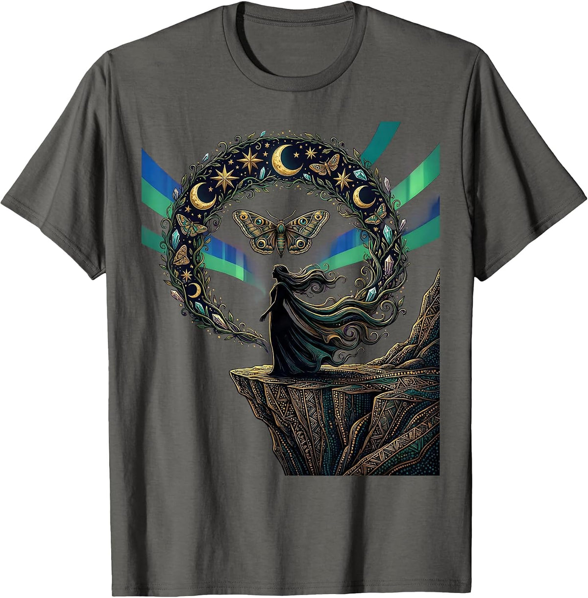 Autism Aurora Borealis Cliff Watching Design T-Shirt - Asphalt Grey