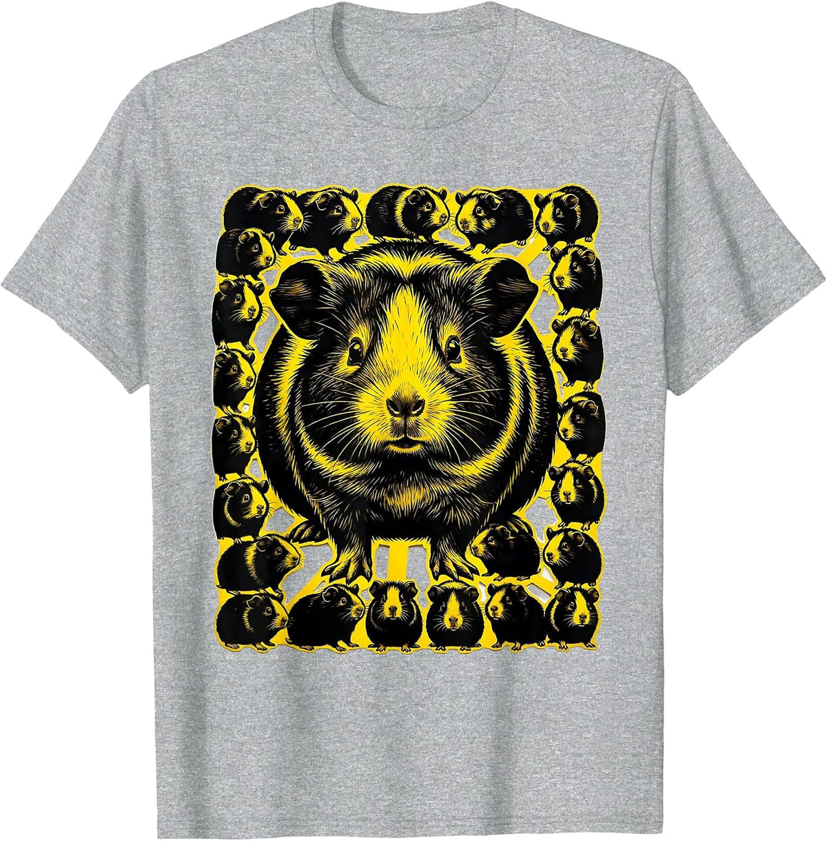 Men's Stencil Guinea Pig Cluster Cute Pet Lover Humor T-Shirt - Heather Grey