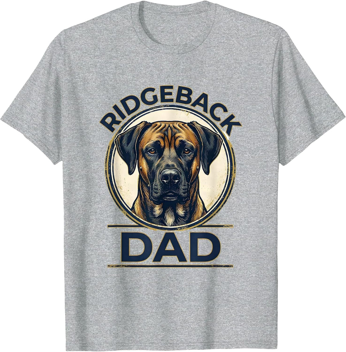 Men's Ridgeback Dad Vintage Rhodesian Ridgeback Dog Lover Emblem T-Shirt - Heather Grey