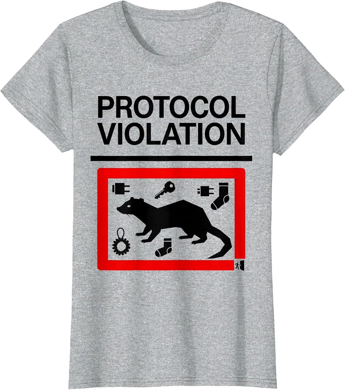 Women's Protocol Violation Ferret Owner Gift Funny Ferret Lover T-Shirt - Heather Grey