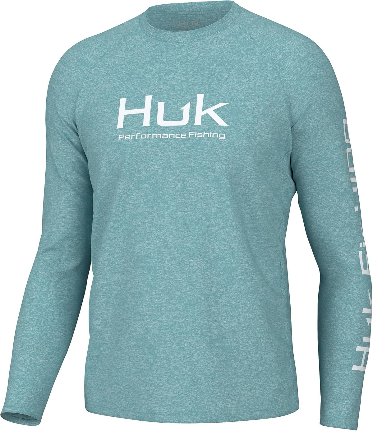 HUK Men's Pursuit Heather Long Sleeve Shirt, Fishing Shirt for Men - Marine Blue Heather
