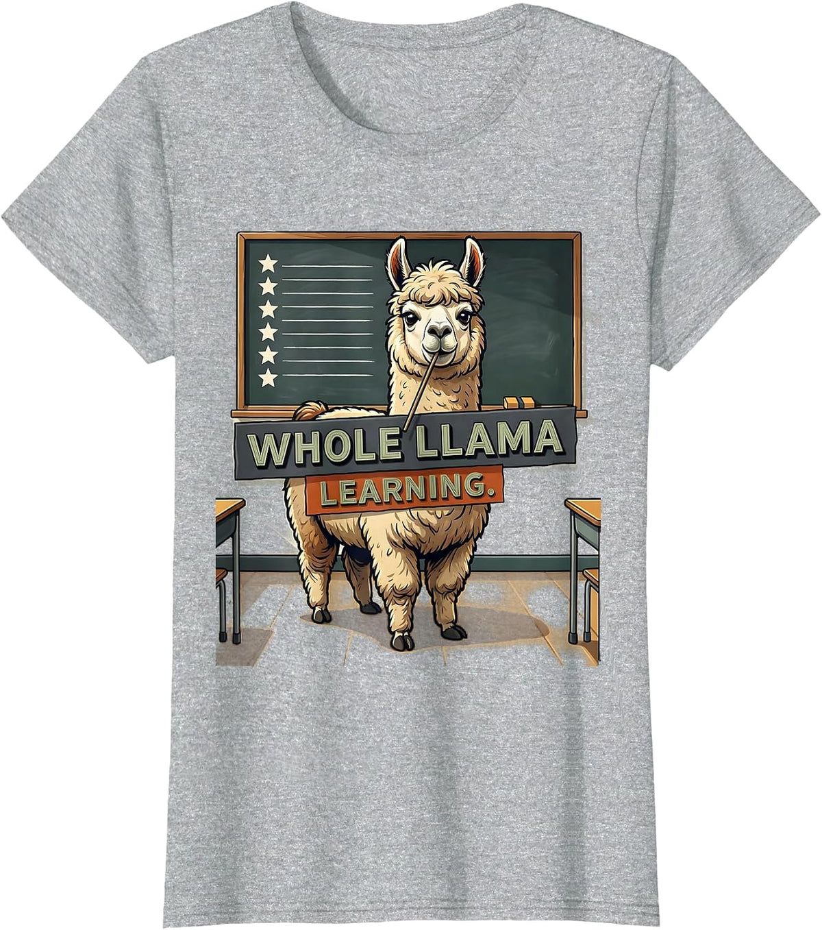Whole Llama Learning Funny Llama Alpaca Pun Gift for Nana T-Shirt - Heather Grey