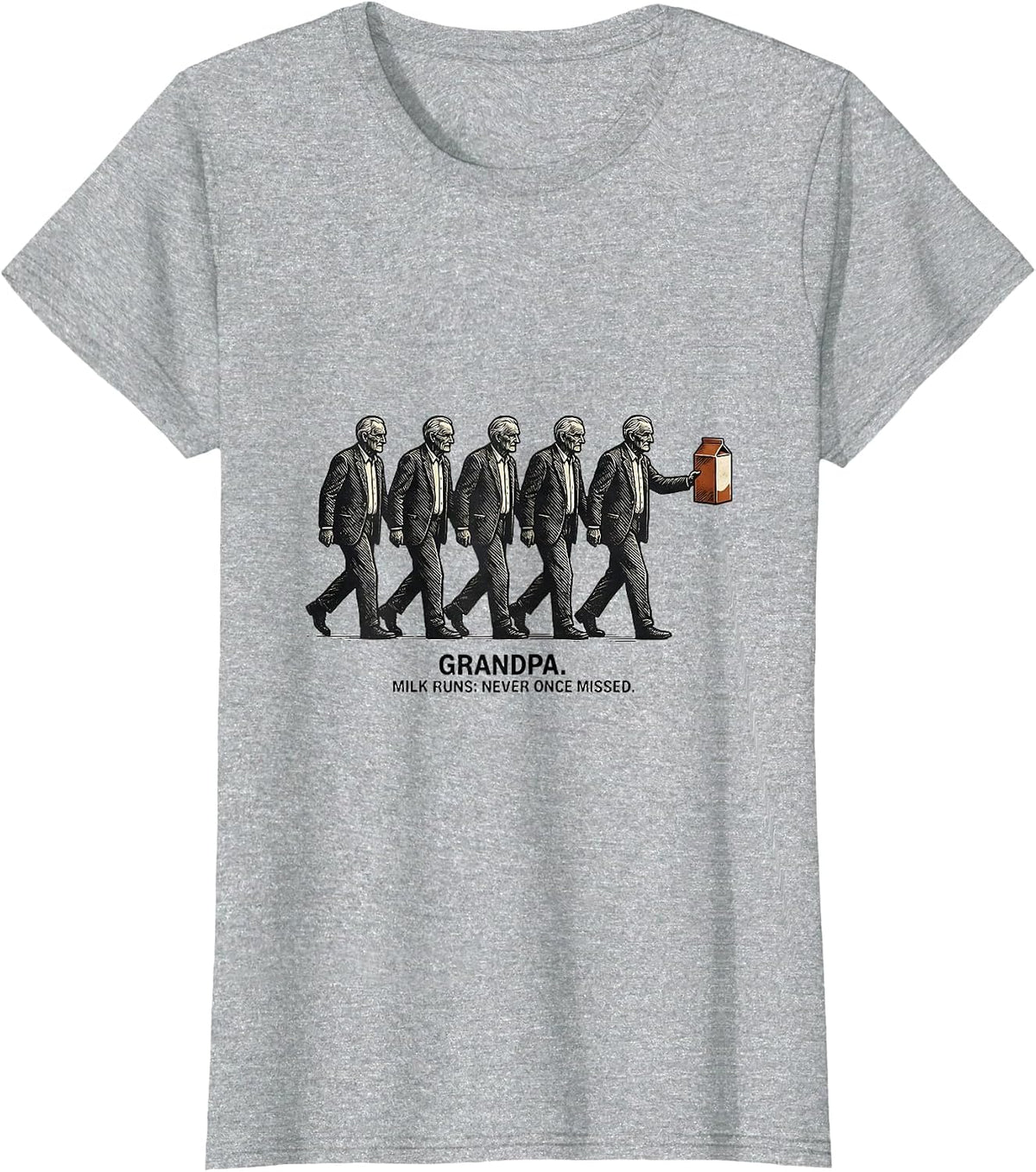 Women's Grandpa Milk Runs Never Once Missed Vintage Funny Dad Gift T-Shirt - Heather Grey
