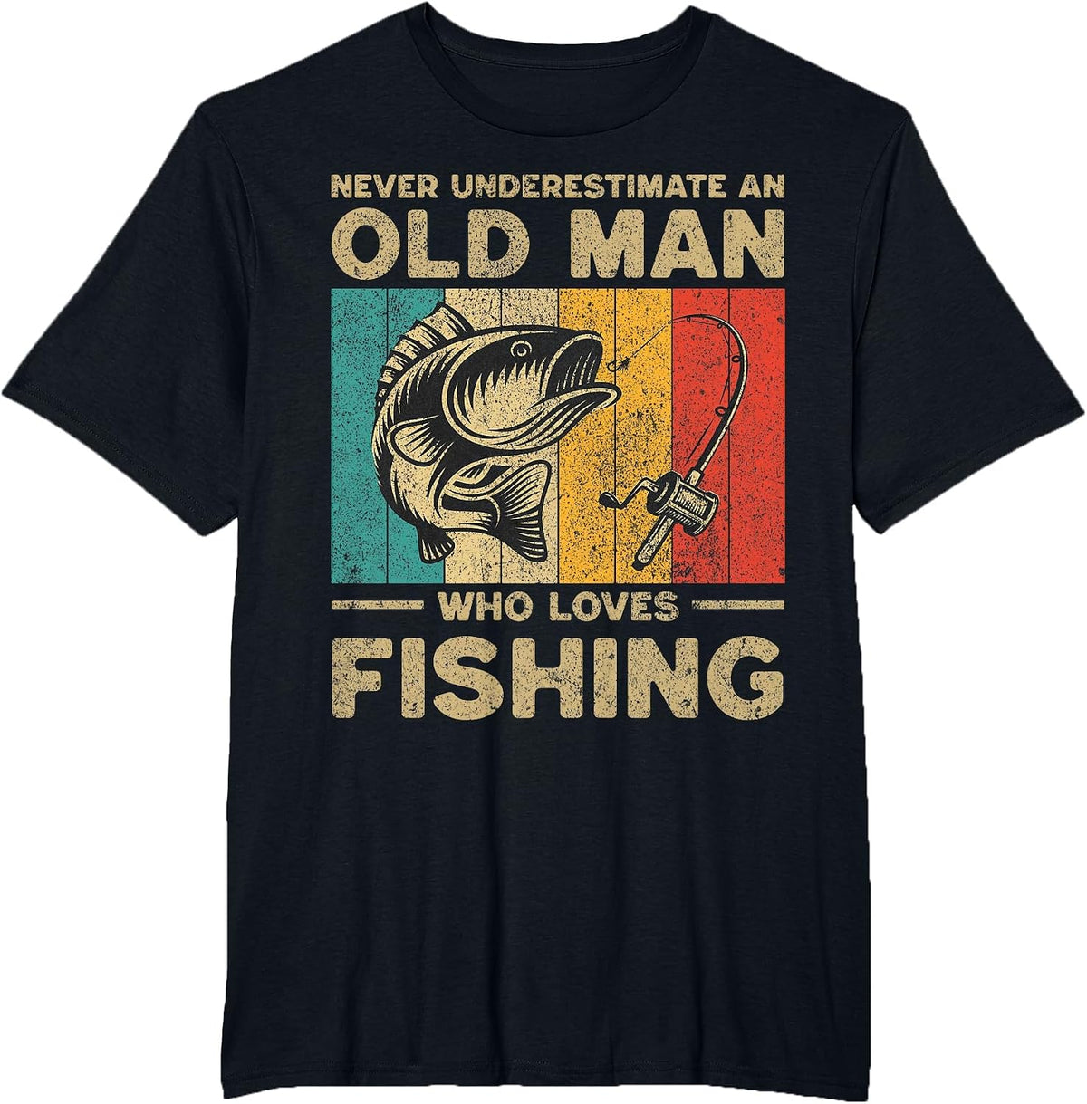 Funny Vintage Fishing Jokes Womens Mens Fisherman Bass Fish T-Shirt - Black
