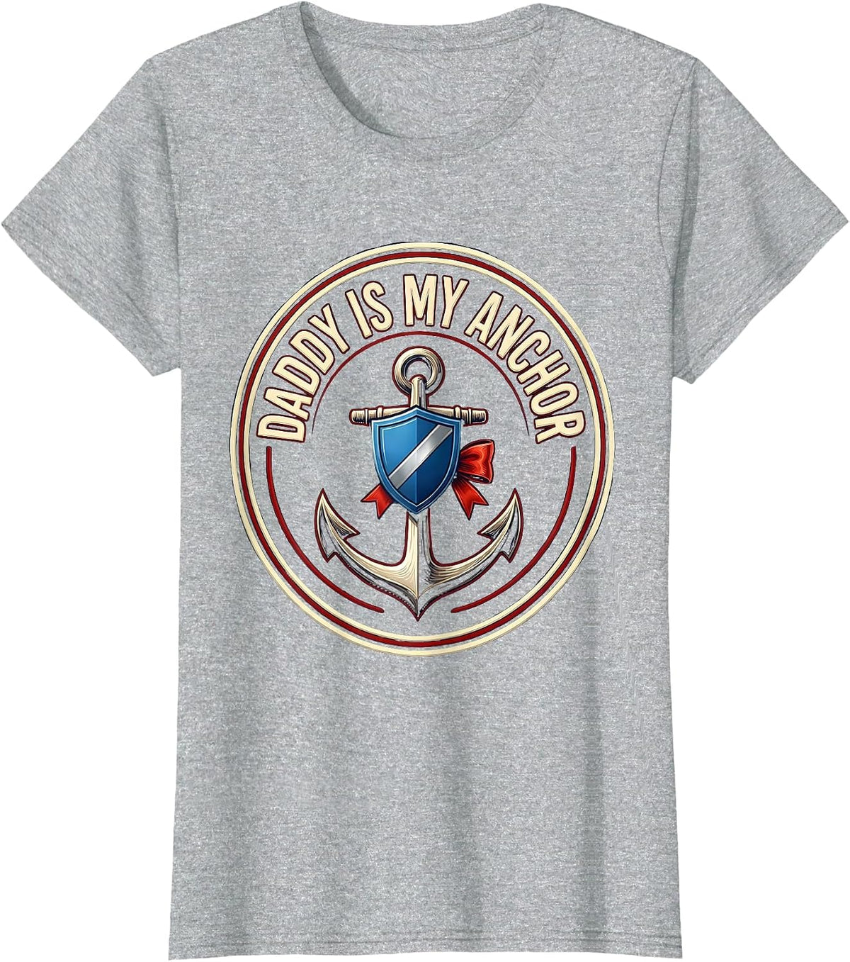 Women's Daddy Is My Anchor Police Officer Dad Thin Blue Line Hero T-Shirt - Heather Grey