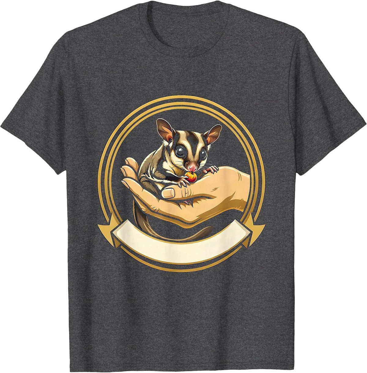 Sugar Glider Pocket Pet Lover Humor Emblem T-Shirt - Dark Heather Grey