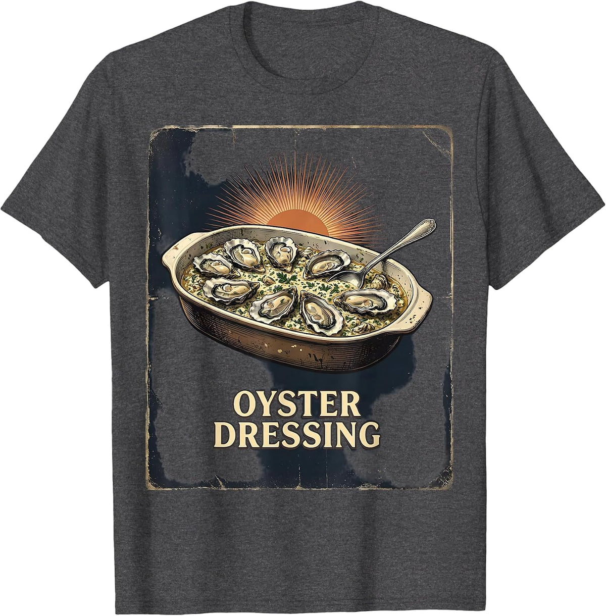 Oyster Dressing Vintage Thanksgiving Bootleg 90's Rap Rock T-Shirt - Dark Heather Grey