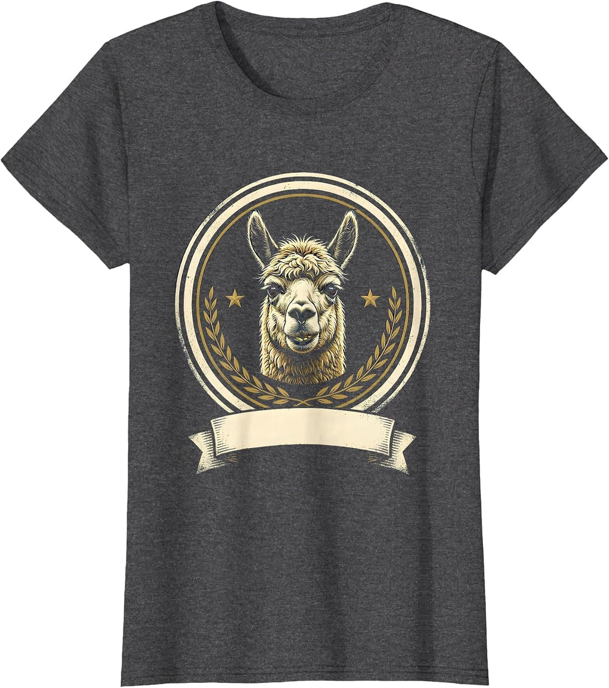Women's Alpaca Emblem Funny Casual Humor T-Shirt - Dark Heather Grey