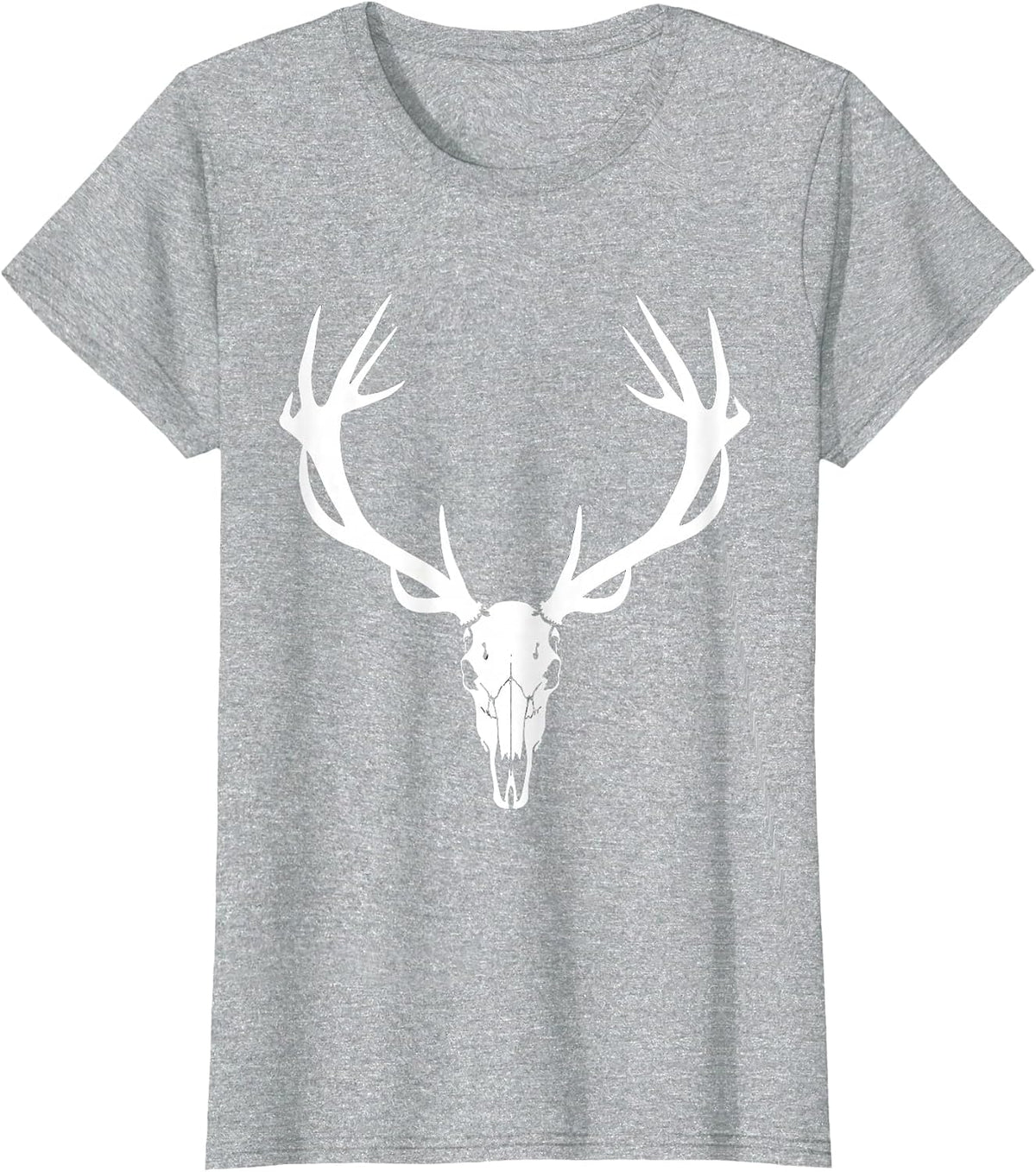 Bull Elk Skull Massive Antler Rack Hunting Design T-Shirt - Heather Grey
