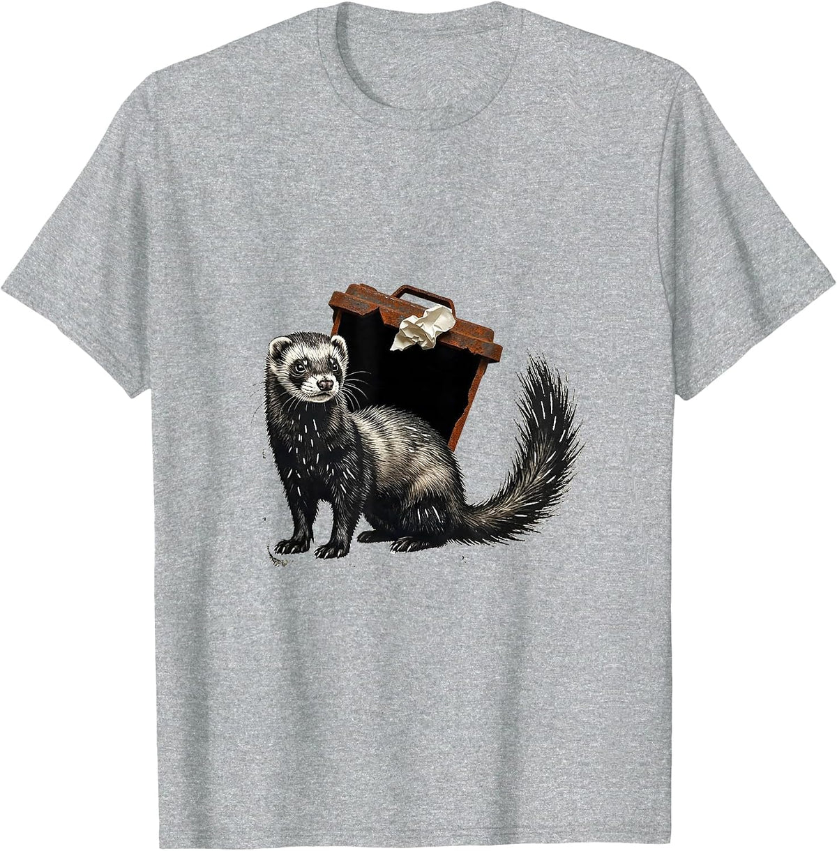 Men's Ferret In Recycling Bin Funny Ferret Lover Gift T-Shirt - Heather Grey