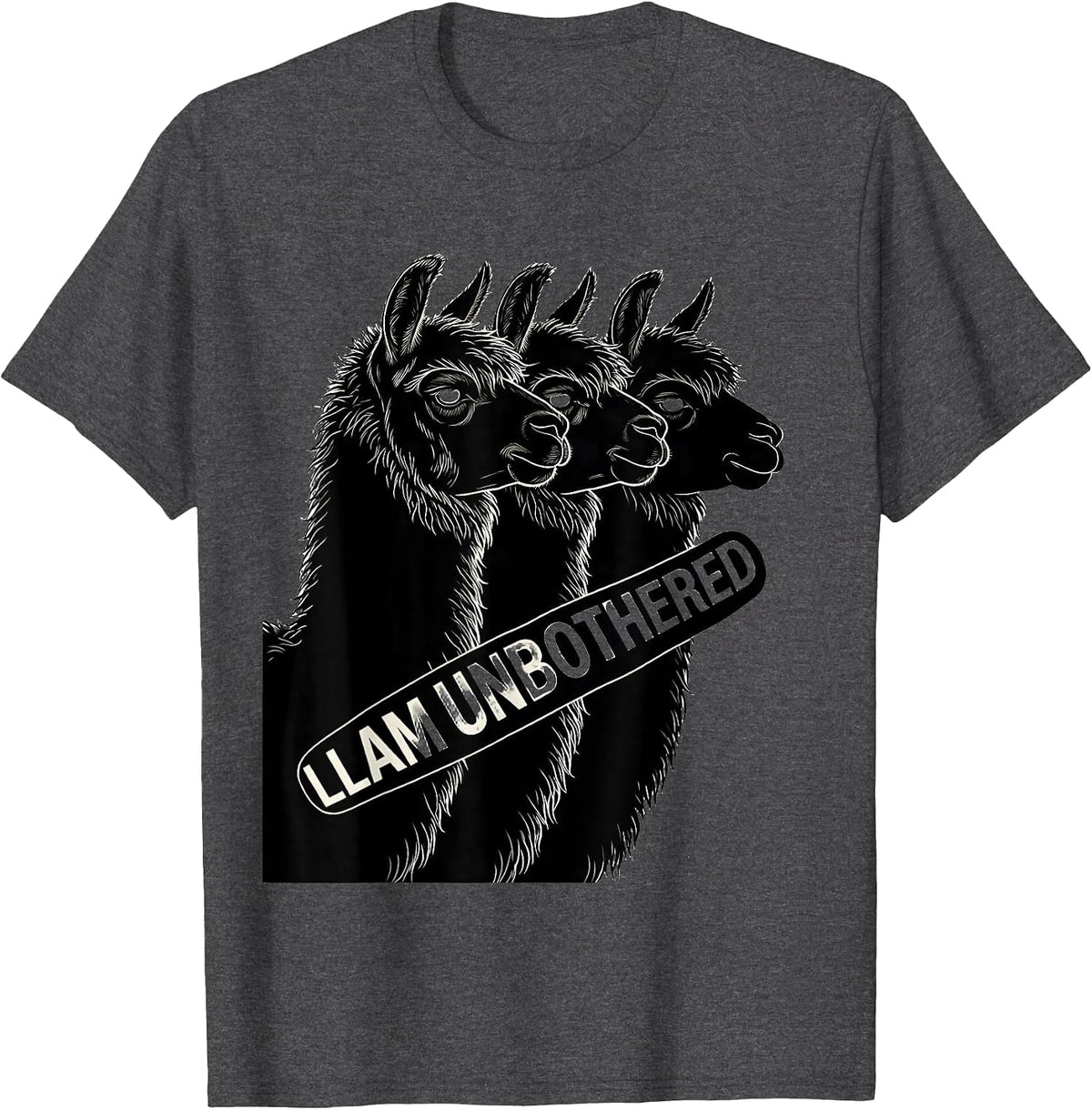 Men's Llam Unbothered Funny Llama Alpaca Humor Casual Gift T-Shirt - Dark Heather Grey