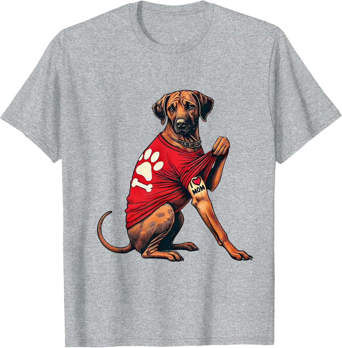 Funny I Love Mom Tattoo Rhodesian Ridgeback Mom for Women T-Shirt - Heather Grey
