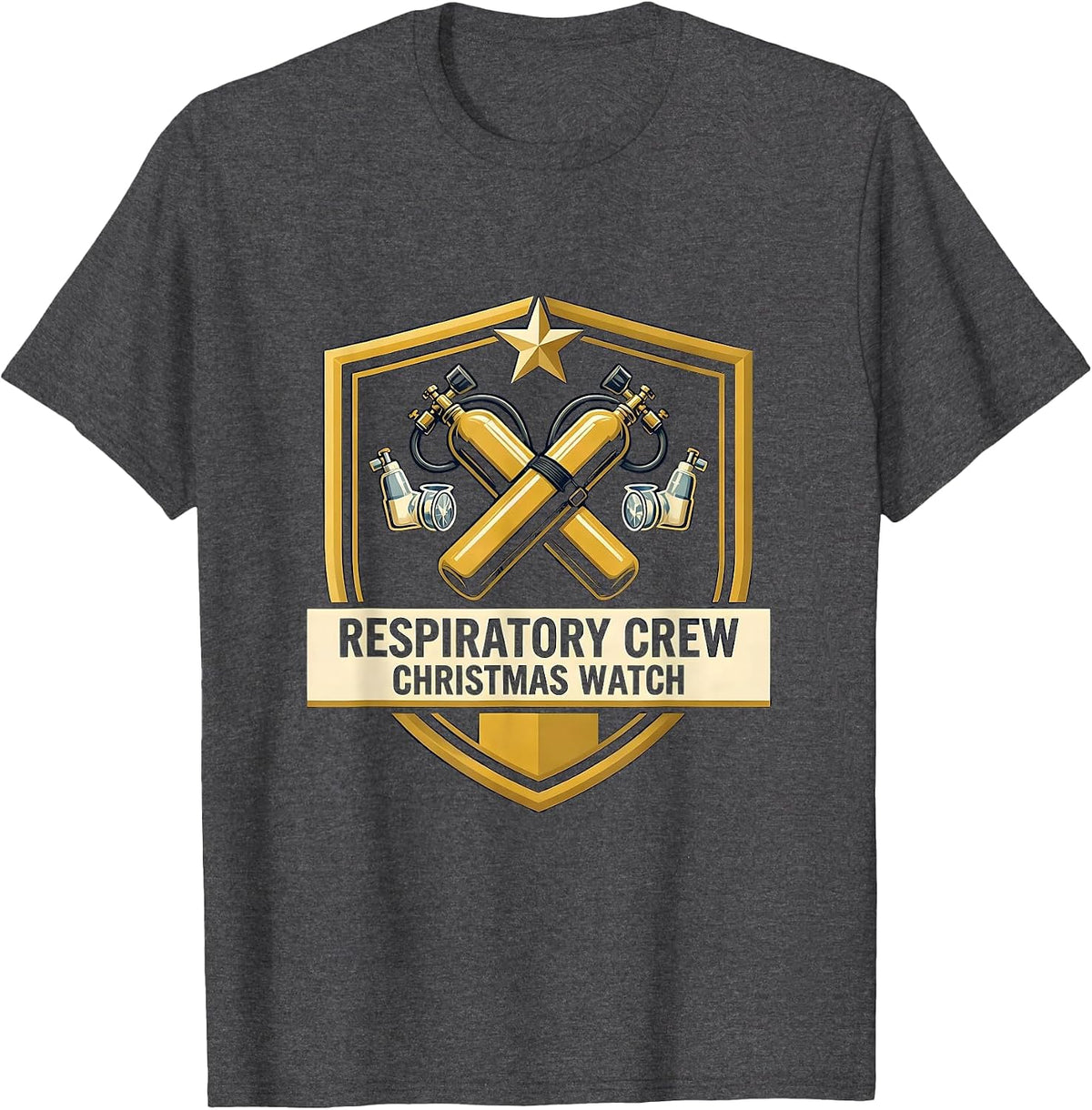 Respiratory Crew Christmas Watch Funny RT Gift T-Shirt - Dark Heather Grey