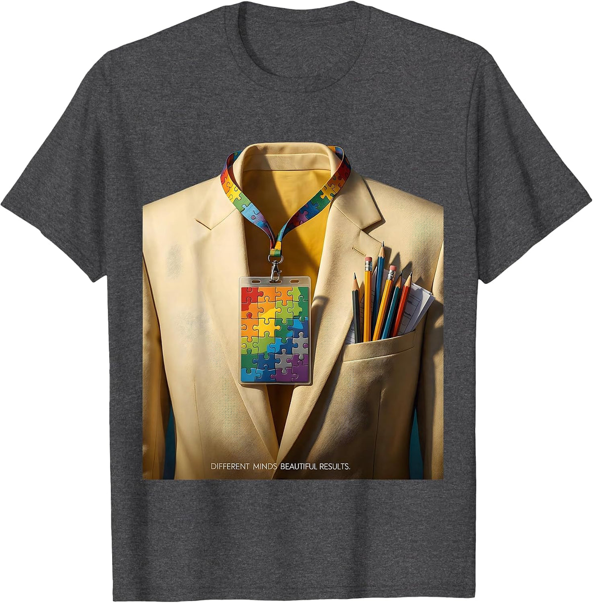 Different Minds Beautiful Results Sped Teacher Design T-Shirt - Dark Heather Grey