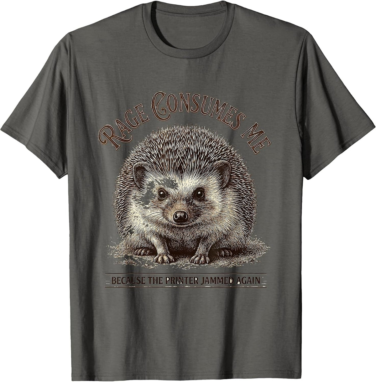 Rage Consumes Me Because The Printer Jammed Again Funny T-Shirt - Asphalt Grey