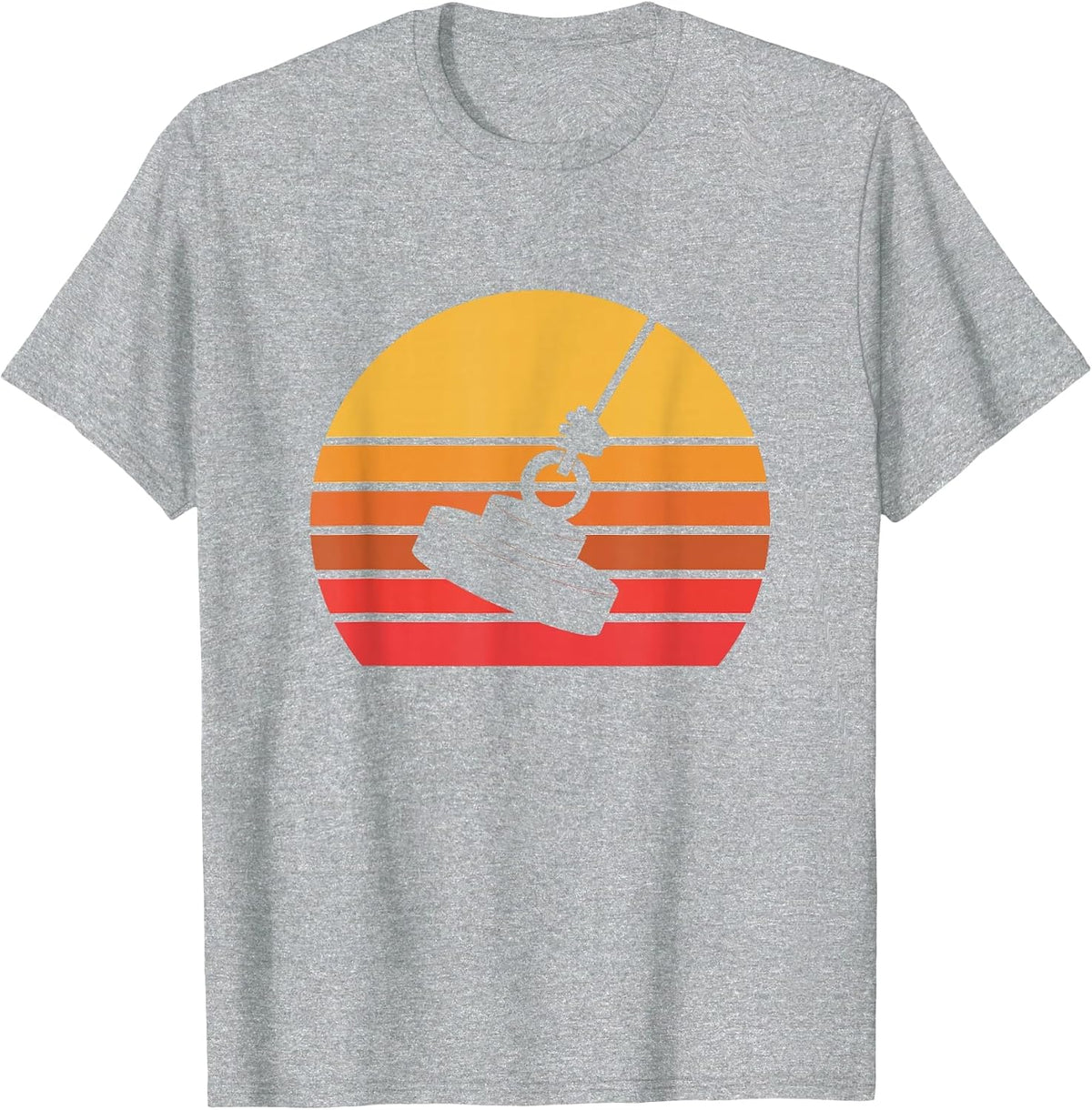 Retro Sunset Magnet Fishing T-Shirt - Heather Grey