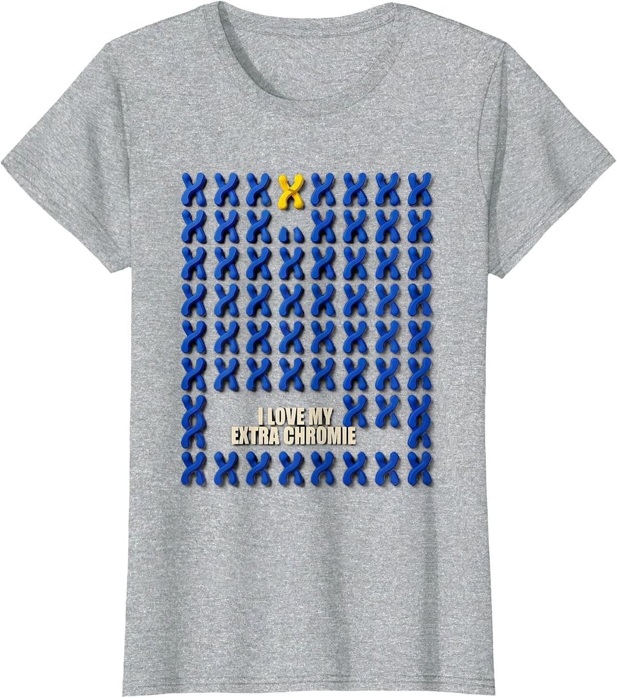 I Love My Extra Chromie Funny Down Syndrome Awareness Family T-Shirt - Heather Grey