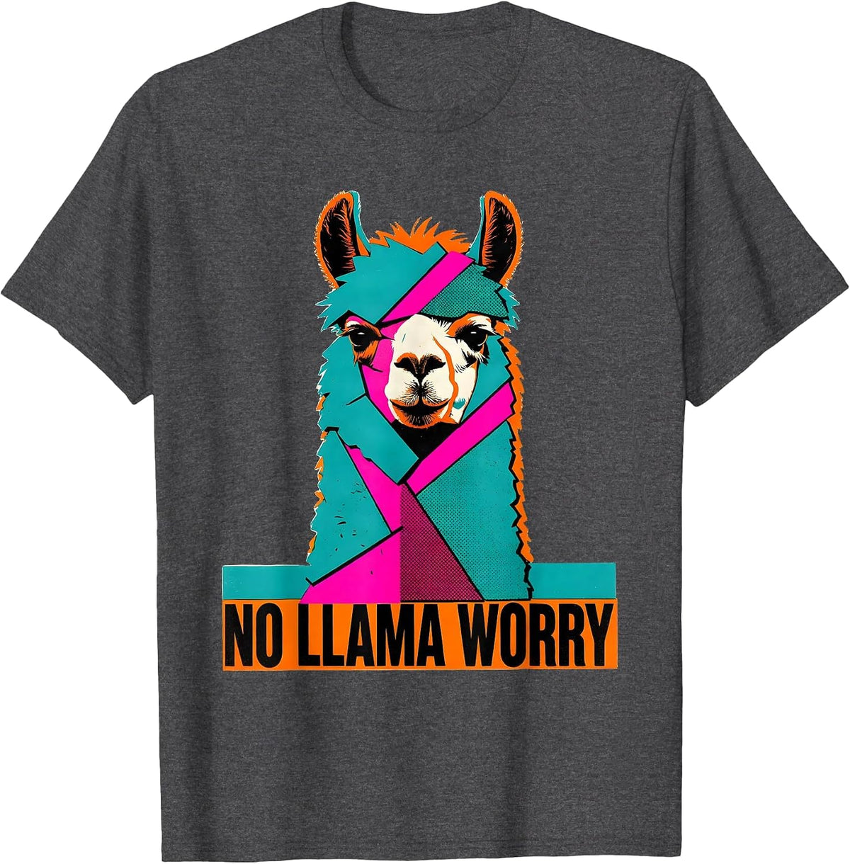 Men's No Llama Worry Funny Llama Alpaca Humor Gift T-Shirt - Dark Heather Grey