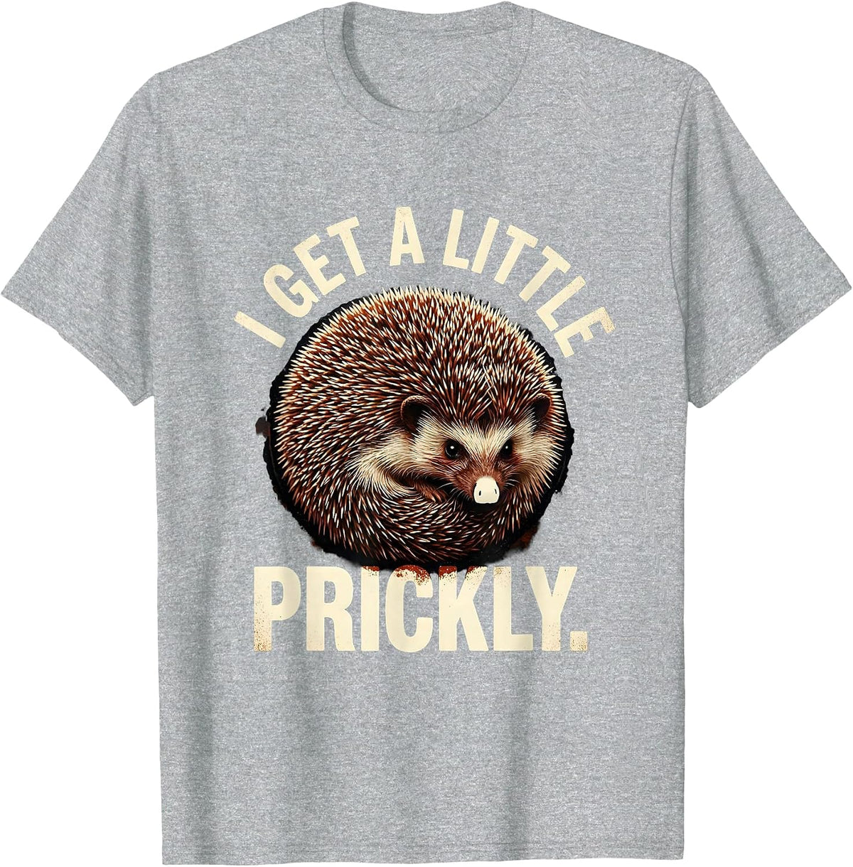 Men's I Get A Little Prickly Cute Hedgehog Lover Rubber Stamp T-Shirt - Heather Grey