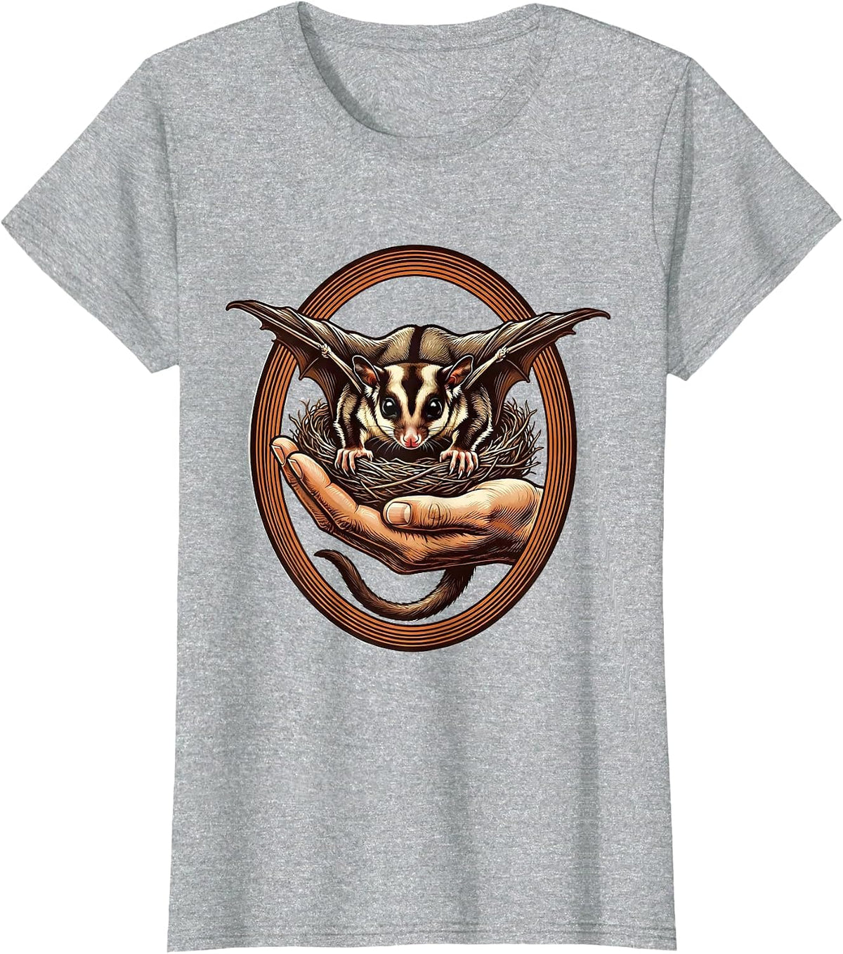 Sugar Glider Bold Outline Pet Lover Humor T-Shirt - Heather Grey