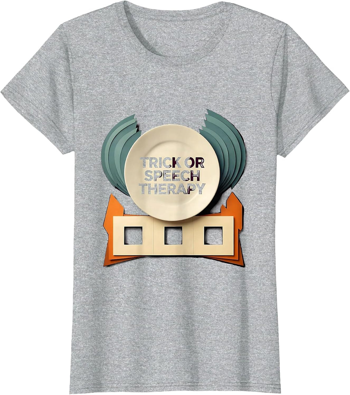 Women's Trick Or Speech Therapy Whimsical SLP Teacher Halloween T-Shirt - Heather Grey