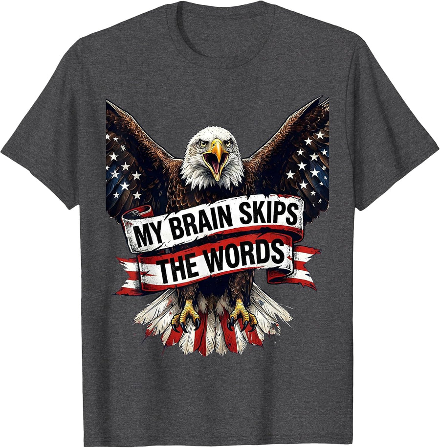 Men's I Cant Fucking Read My Brain Skips The Words T-Shirt - Dark Heather Grey