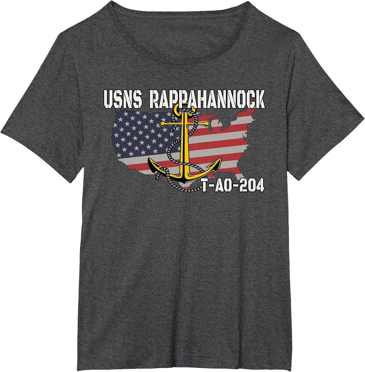 USNS Rappahannock T-AO-204 Replenishment Oiler Ship Veterans T-Shirt - Dark Heather Grey