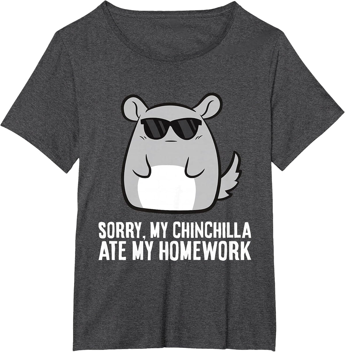 Sorry My Chinchilla Ate My Homework Funny School Chinchilla T-Shirt - Dark Heather Grey