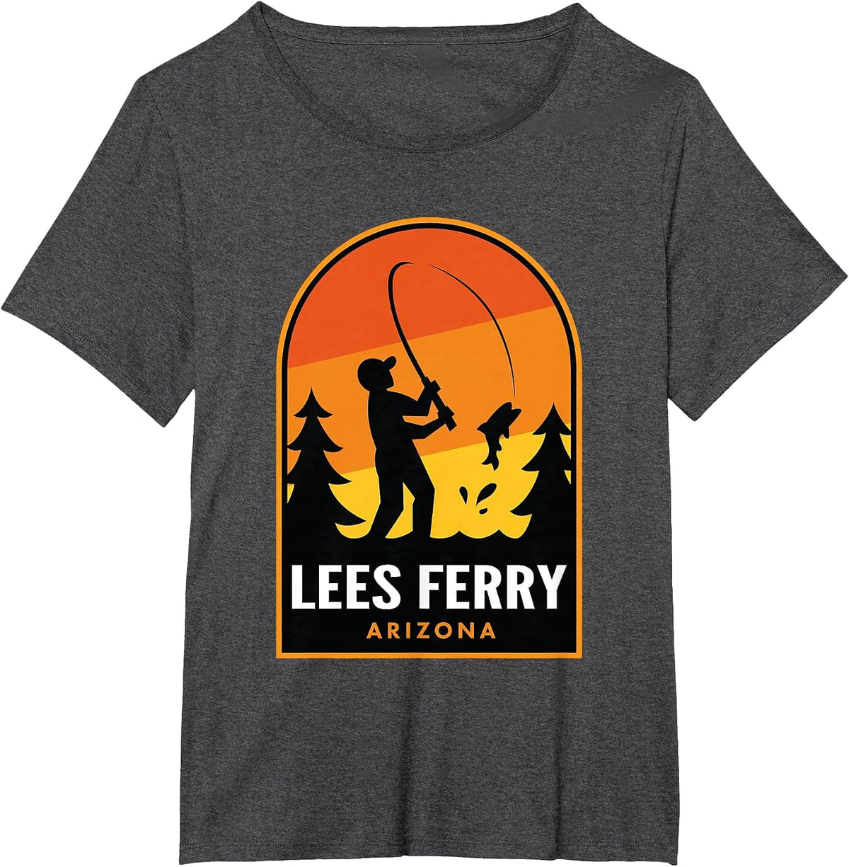 Lees Ferry Arizona Fishing T-Shirt - Dark Heather Grey