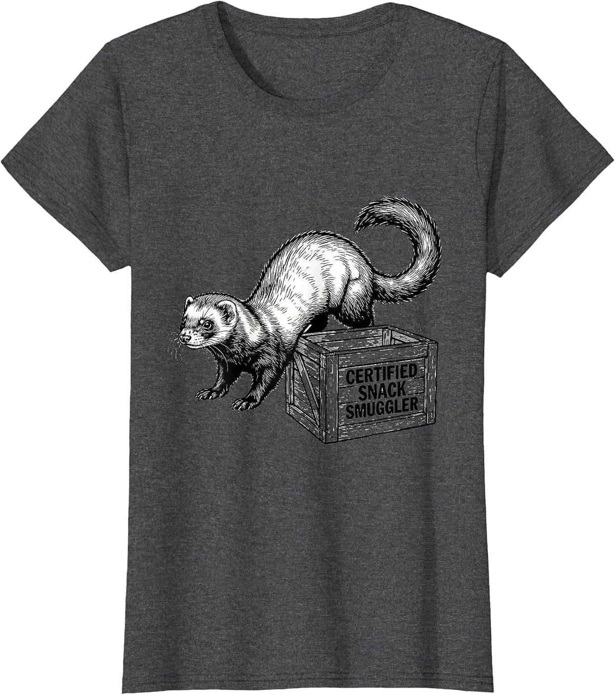 Women's Certified Snack Smuggler Funny Ferret Lover Gifts For Kids T-Shirt - Dark Heather Grey