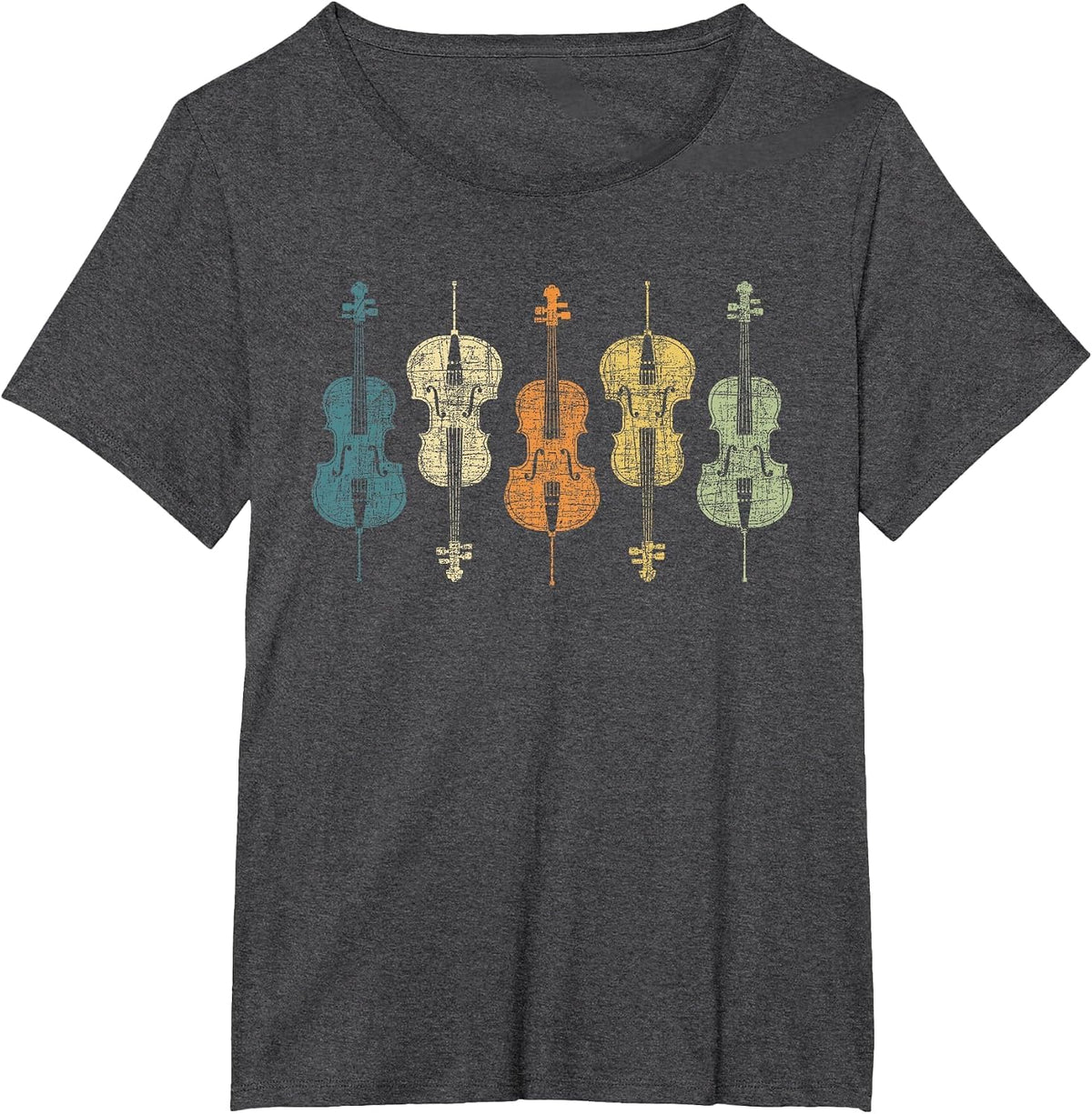 Retro Vintage Cello Player Cellist Musician Classical Music T-Shirt - Dark Heather Grey