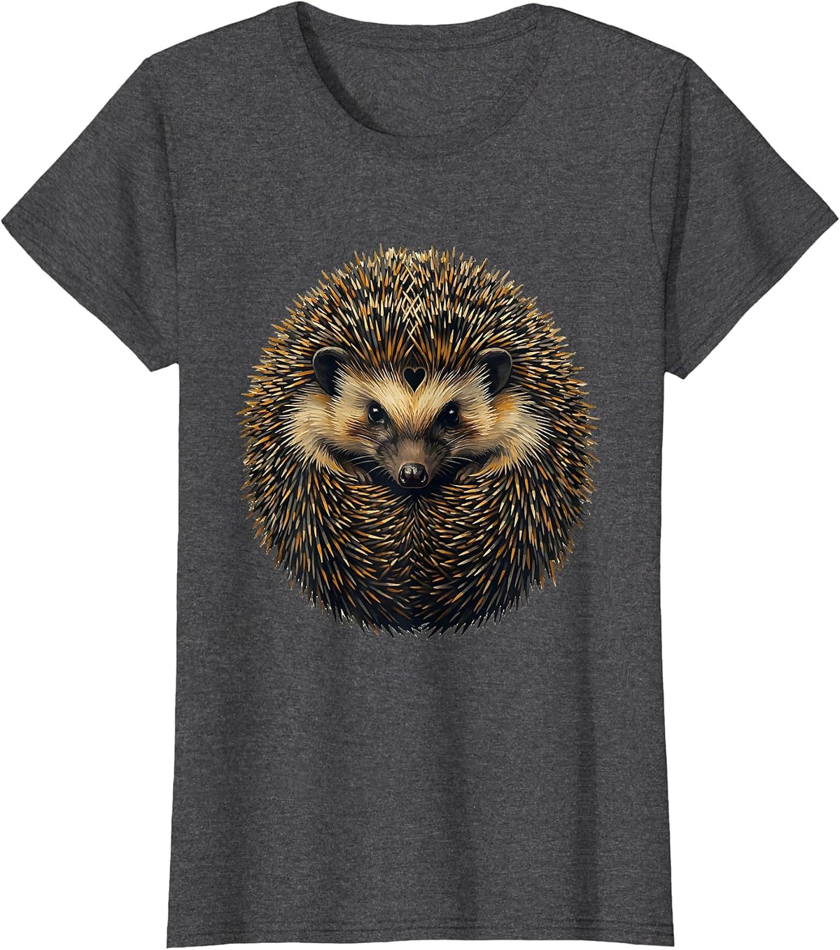 Women's Hedgehog Curl Ball Cute Animal Humor Gift T-Shirt - Dark Heather Grey