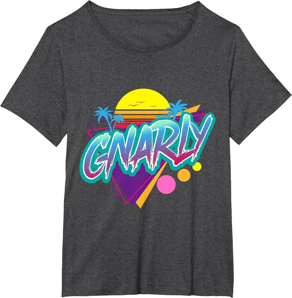 Gnarly Retro 1980s Nostalgic 80s - Retrowav T-Shirt - Dark Heather Grey