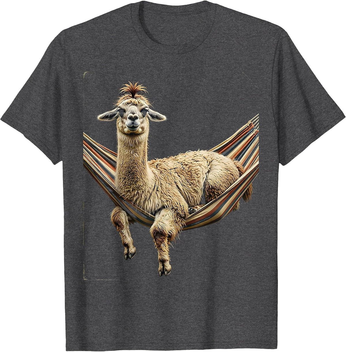 Vintage Llama Lounging Funny Llama Humor T-Shirt - Dark Heather Grey
